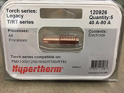 Genuine Hypertherm 120926 Electrodert60 Rt80 Pmx 1000 1250 1650 (5 Pack) Plasma