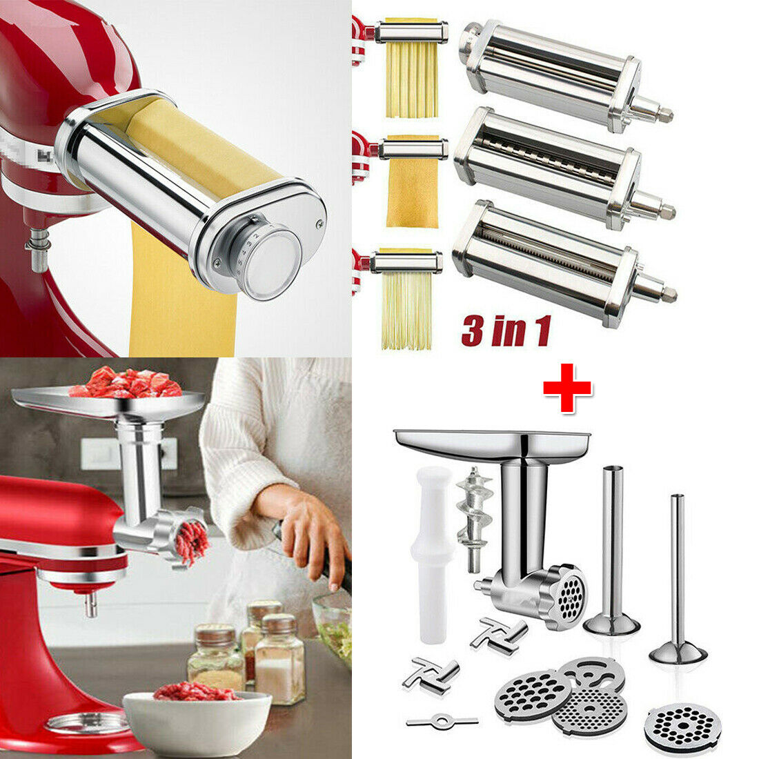 For Kitchenaid Cuisinart Pasta Roller Cutter Maker+mixer Meat Grinder Attachment