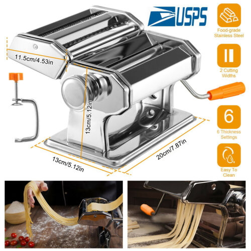 Stainless Steel Pasta Roller Maker Noodle Maker Adjustable Setting Easy To Clean